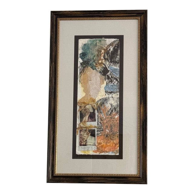 Original Modern Figurative Mixed Media Collage Assemblage Painting Framed - 33" For Sale