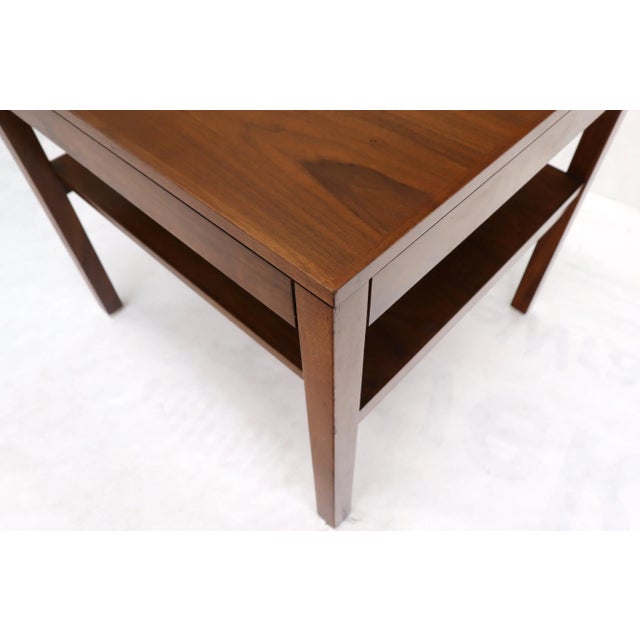 Mid-Century Modern Walnut Rectangle Two Tier End Table For Sale - Image 9 of 12