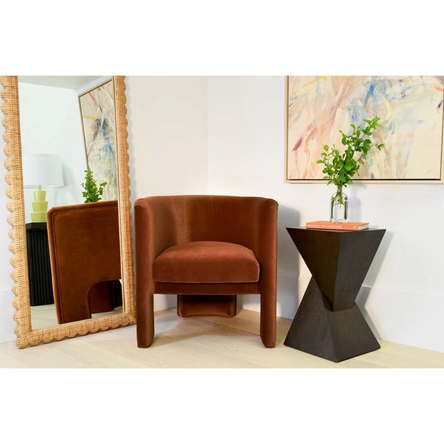 Textile Matthew Izzo Home Lansky Rust Velvet Barrel Chair For Sale - Image 7 of 7
