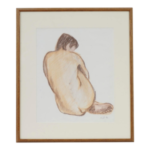 1986 Framed Seated Female Nude Oil Pastel on Paper