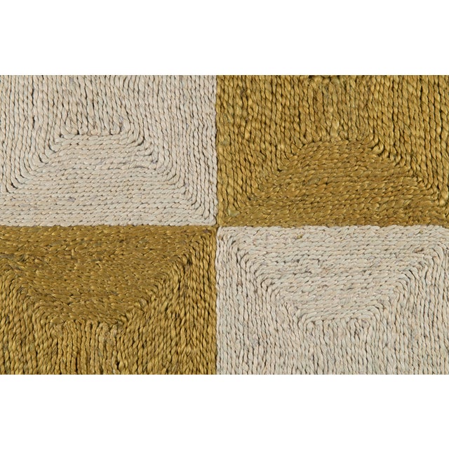 Transitional Part & Parcel Goods Jute Block Runner, 2’6”x8', Olive and Sky Bue For Sale - Image 3 of 5