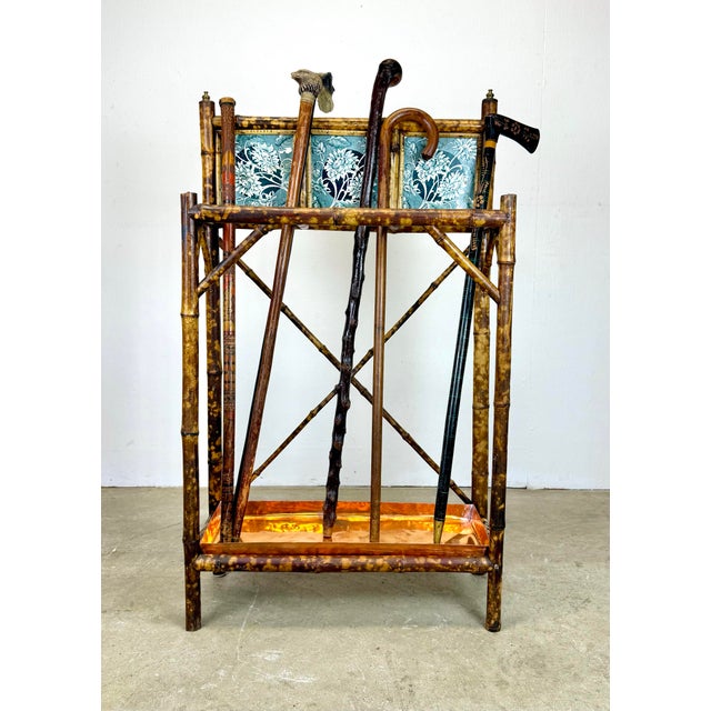1890’s English Victorian Scorched Bamboo Umbrella / Cane Stand For Sale - Image 11 of 12