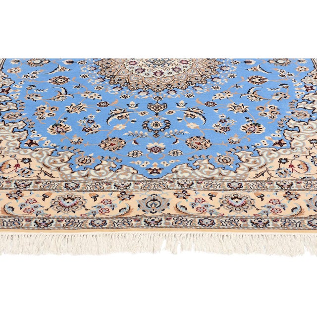 Signed Habibian Persian Nain 6La Kork-Silk Rug - 05'01 X 06'08 For Sale - Image 4 of 9