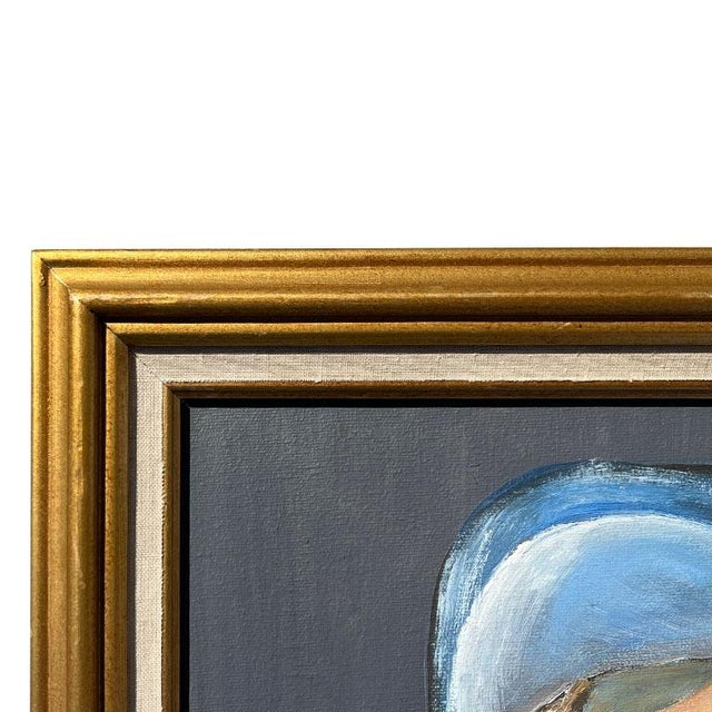 1990s 1990s Framed Portrait Painting of a Young Boy in Red and Blue With Gilt Frame - Signed For Sale - Image 5 of 7