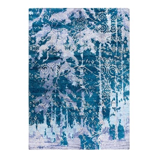 Modern, One-of-a-Kind Hand-Knotted Area Rug - Gray, 9' 1" x 12' 2" For Sale