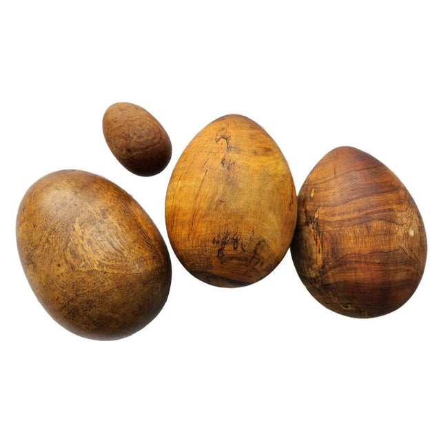 Handcarved Root Wood Eggs, Set of 4 For Sale - Image 4 of 7