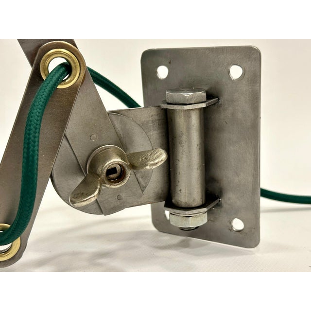 Forest Green Industrial Dark Green Scissor Wall Lamp, 1950s For Sale - Image 8 of 12