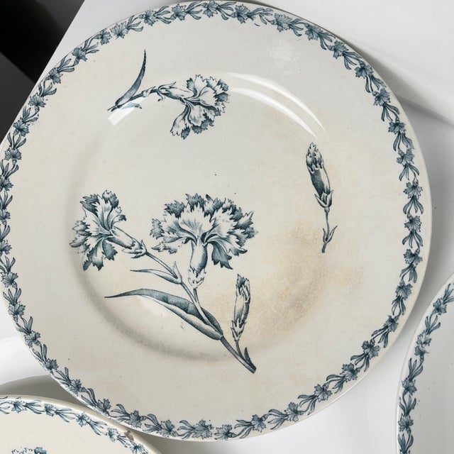 Earthenware Oeillet Dinner Plates from KG Lunéville, 19th Century, Set of 6 For Sale - Image 10 of 14