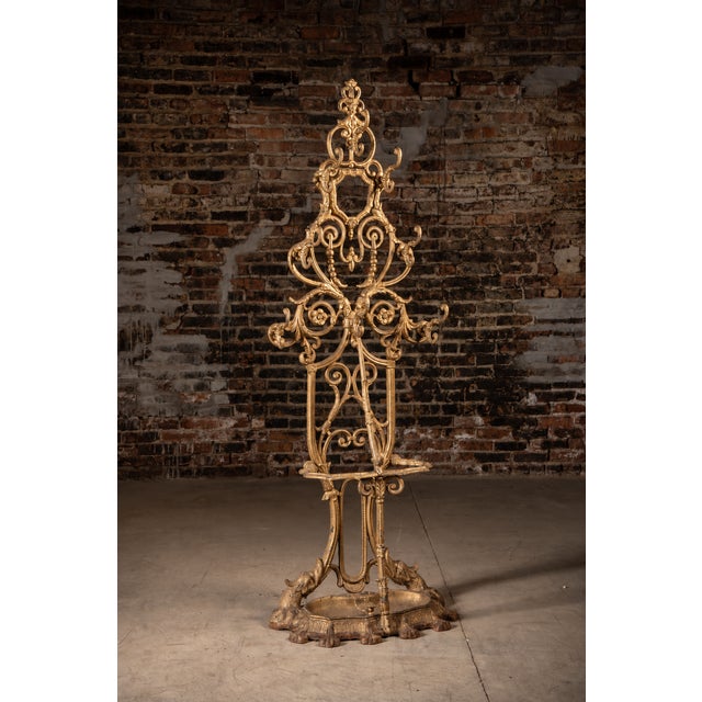Painted cast iron Victorian extravagant coat and umbrella stand. Heavy.