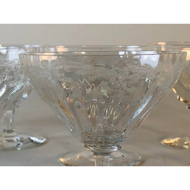 1950s Floral Etched Low Coupe Stems, Set of 12 For Sale In Boston - Image 6 of 11