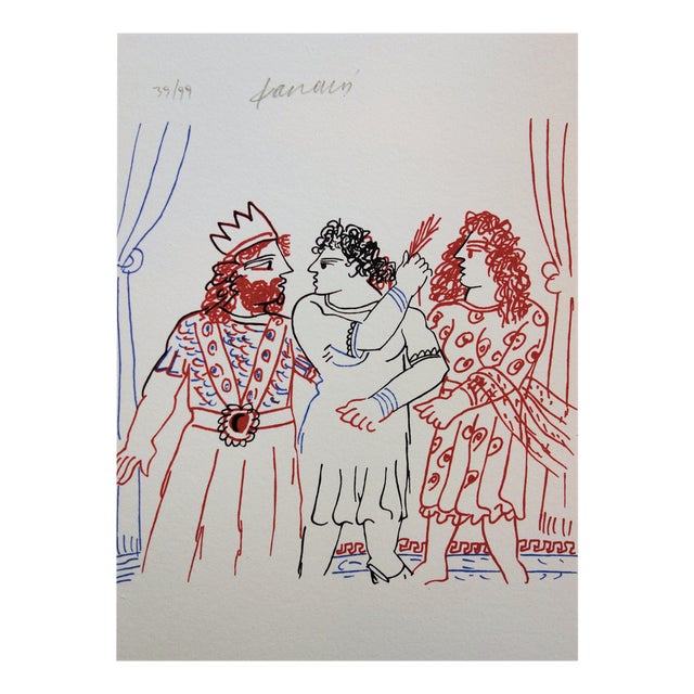 Alekos Fassianos, King and Greek Couple, Lithograph For Sale