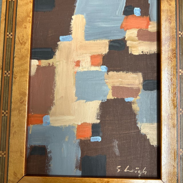 Contemporary original abstract painting by Stephen Heigh. Signed and framed. Measures 5x7 or 7x9 framed. Check out my shop...