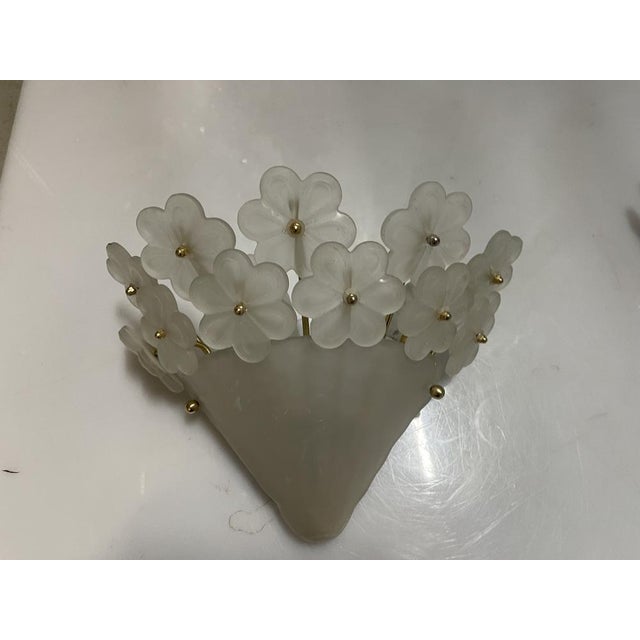 Murano Glass Flower Wall Sconces, Italy, 1960s, Set of 2 For Sale - Image 8 of 9