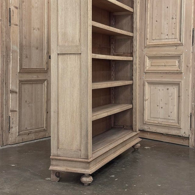 Antique Dutch Neoclassical Open Bookcase in Solid Stripped White Oak For Sale - Image 17 of 18