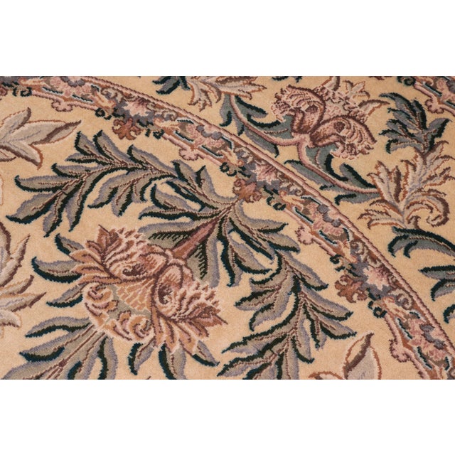 Textile Shabby Chic 1990's Medallion Tulip Pak-Persian Gold/Pink Wool Round Rug- 8'2'' X 8'3'' For Sale - Image 7 of 9