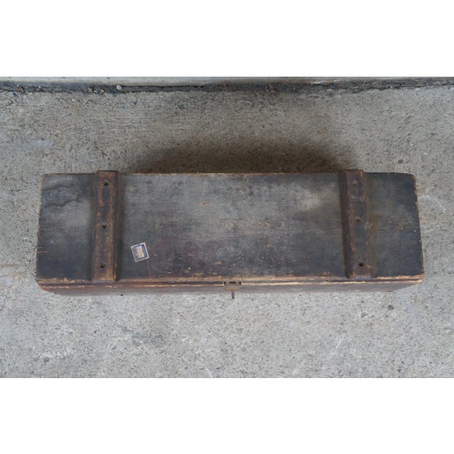 Late 19th Century Late 19th Century Primitive Antique Pine Tool Chest Box Carpenter Woodworker Storage Caddy For Sale - Image 5 of 12