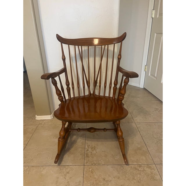 1950s Vintage Nichols & Stone Co Solid Maple Rocker Chair For Sale - Image 5 of 12