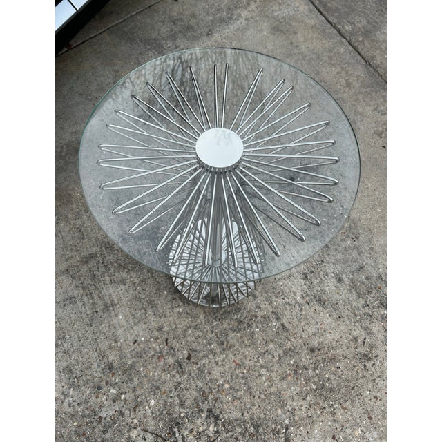 Ethan Allen 1990s Ethan Allen Contemporary Chrome & Glass “Radial” Side Table For Sale - Image 4 of 6