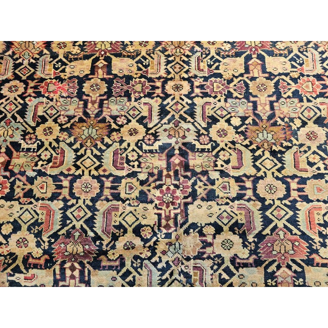 Antique Karabagh Gallery Rug, Hand-Knotted Wool, Allover Geometric Pattern, Navy & Tan, 7' X 14' For Sale - Image 13 of 17