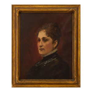 American School Portrait of Woman Oil, 19th C.