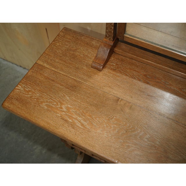 Arts & Crafts Limed Oak Cotswold Dressing Table from Tudor Furniture, 1930s For Sale - Image 6 of 16