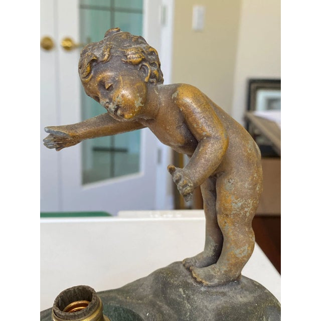 Metal Antique French Bronze Baby Accent Lamp For Sale - Image 7 of 10