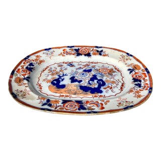 Antique Minton Oriental Japan Large Ironstone Serving Platter For Sale