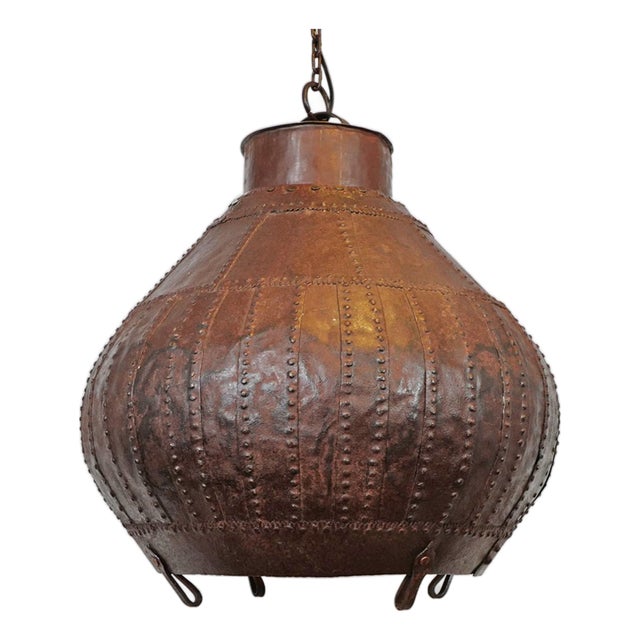 Industrial Iron Rivet Pot Pendant Light For Sale
