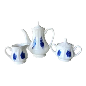 Circa 1965 Federalist Mayhill White & Cobalt Ironstone Coffee Service Set Pattern No. 4236, Japan - 3 Pieces