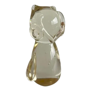 1970s Hand-Blown Glass Owl Paper Weight