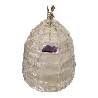 Waterford Marquis Crystal Honey Box Jar With Goldtone Metal Bee - Original Label For Sale