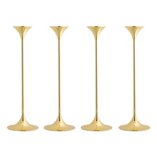 Jazz Candleholders in Steel with Brass Plating by Max Brüel for Karakter, Set of 4 For Sale