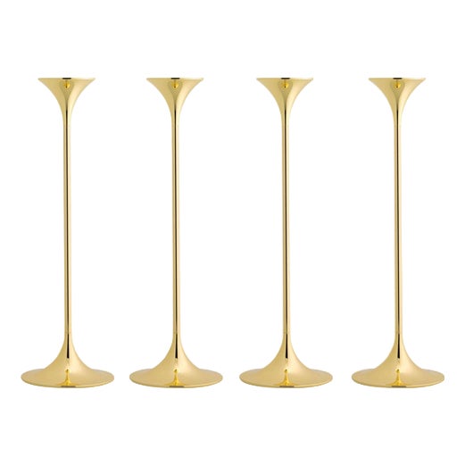 Jazz Candleholders in Steel with Brass Plating by Max Brüel for Karakter, Set of 4 For Sale