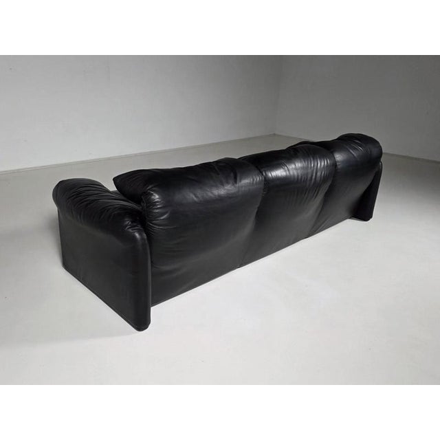 1970s Maralunga Sofa in Black Leather by Vico Magistretti for Cassina, 1970s For Sale - Image 5 of 10