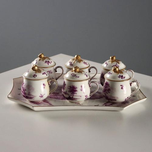 Tray and Six Porcelain Cups from Sèvres, Set of 7 For Sale - Image 10 of 10