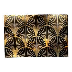 Set of Italian Black Lacquer and Brass Panels
