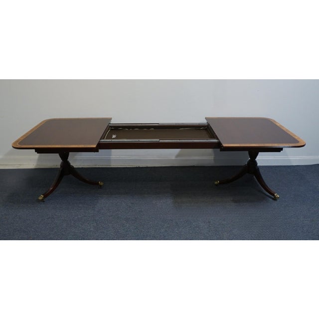 Sutton Furniture Banded Mahogany Traditional Duncan Phyfe Style 112" Double Pedestal Dining Table For Sale In Kansas City - Image 6 of 12