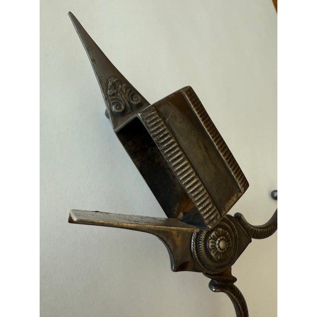 Antique Footed Ornate Candle Snuffer Wick Cutter / Trimmer Scissors Late 19th Century Rare Design Details For Sale - Image 4 of 12