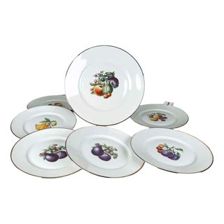 Dessert Plates and Dinner Plate with Fruit Decoration by Richard Ginori, Set of 7 For Sale
