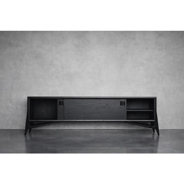 1960s Mid-Century Scandinavian Modern Dark Oak Sideboard with Wooden Handles, 1960s For Sale - Image 5 of 18