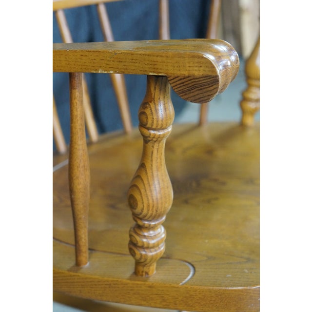 Vintage Nichols & Stone Oak Windsor Rocking Chair Hoop Back Colonial Rocker For Sale - Image 10 of 17
