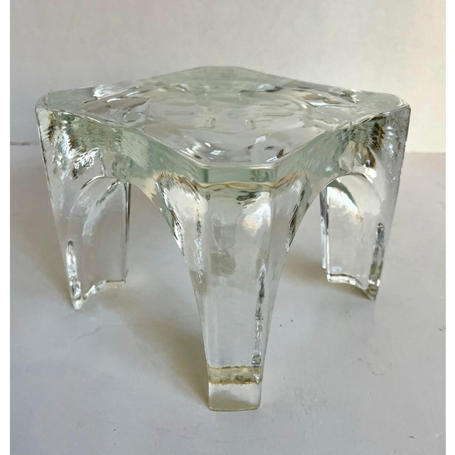 Transparent Vintage Chantal Sculptural Ice Glass Trivet & Display Pedestal For Sale - Image 8 of 12