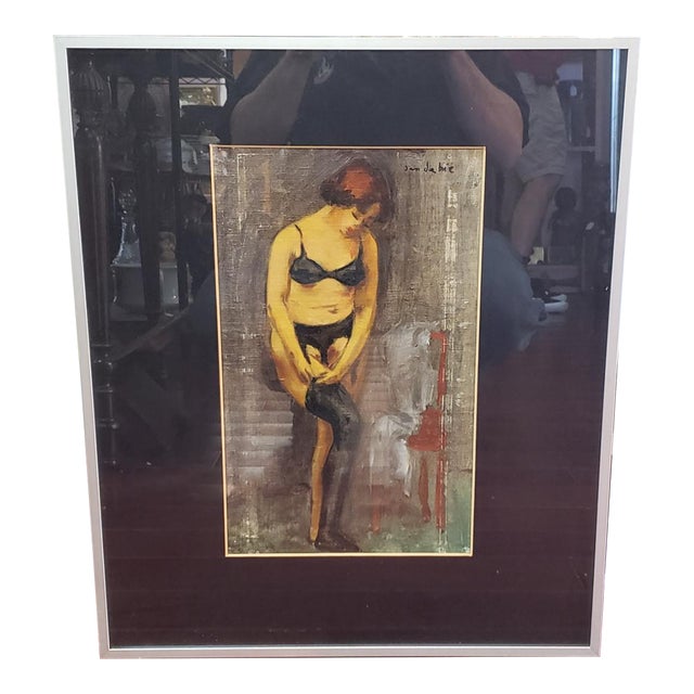 Circa 1900 Woman in Lingerie Impressionist Oil Painting by Jan Du Boie For Sale