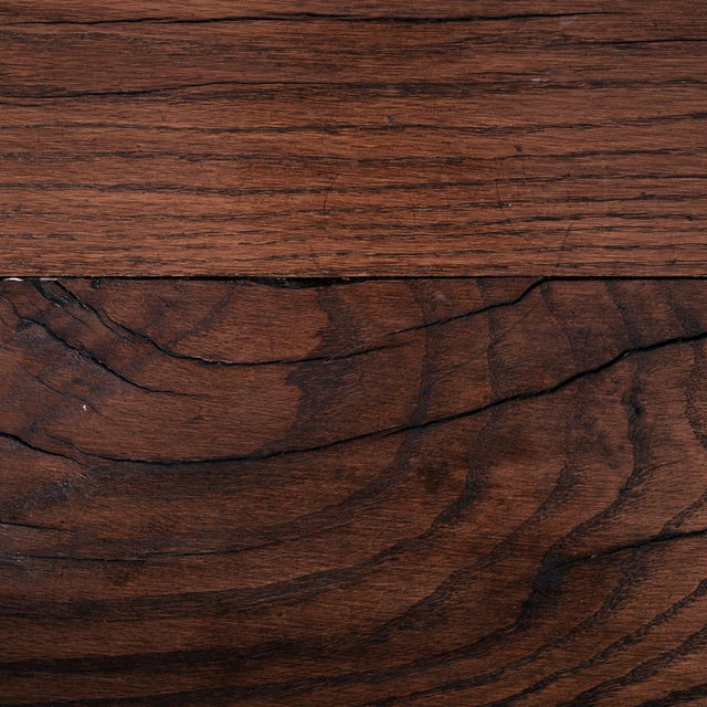 Wood Brutalist Brown Oak Bench For Sale - Image 7 of 18