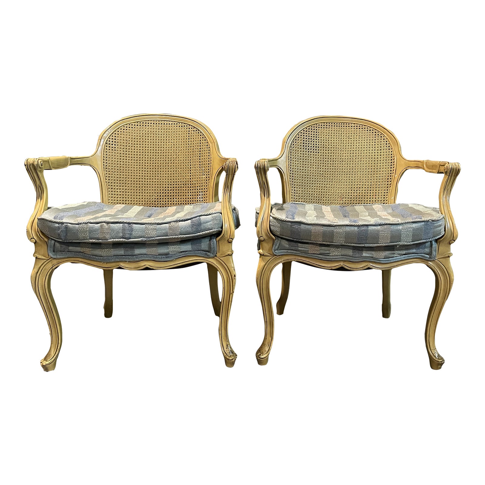 Mid 20th Century Bergere Chairs With Cane Backs a Pair Chairish