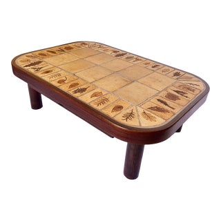 1960s Roger Capron Coffee Table With Ceramic Tile Top For Sale