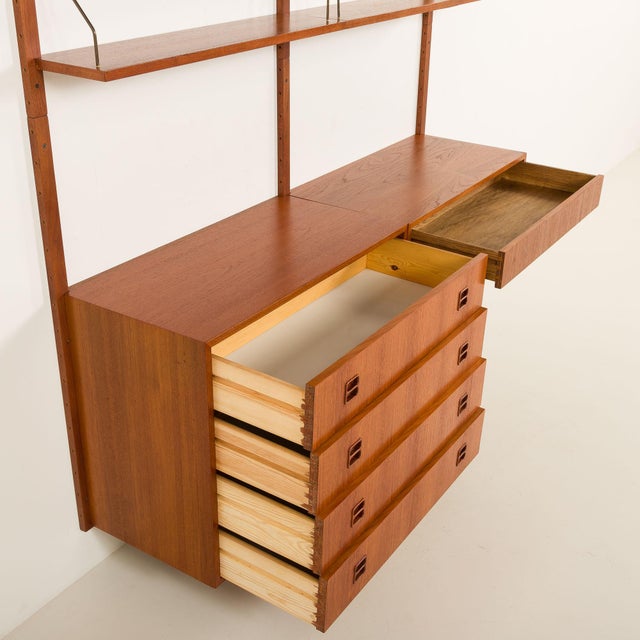 Brown Scandinavian Teak Shelving Unit with Desk, 1970s For Sale - Image 8 of 17
