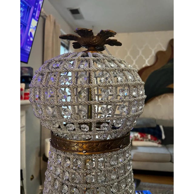 French 1970s Oversized Gold Stunning Crystal Chandelier With Detailed Accents For Sale - Image 3 of 6