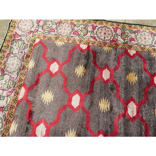 Textile Galerie Shabab Collection Mid-20th Century Indian Agra Silk Room Size Rug For Sale - Image 7 of 9