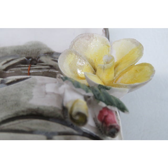 Late 20th Century Hand Painted Porcelain Ceramic Wishing Well With Hanging Bucket Figurine 5047c For Sale - Image 5 of 15